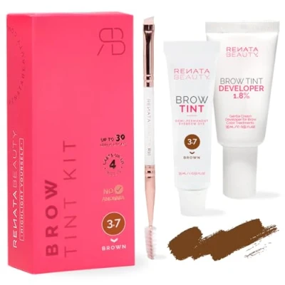 Afbeelding van Renata Beauty wenkbrauwkleurset met kleur, oxiderende crème en borstel langdurig effect tot 4 weken 30 toepassingen [bruin]