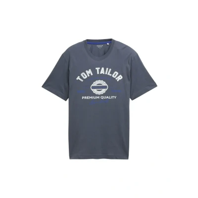 Afbeelding van TOM Tailor LOGO Tshirt print, Heren, Maat: Small, Blueish grey