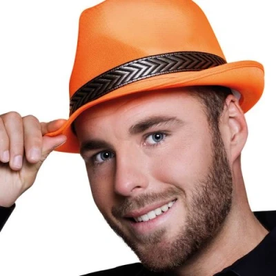 Image de borsalino funky orange fluo adulte 01399