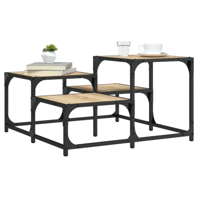 Afbeelding van Salontafel 68x68x40 cm bewerkt hout sonoma eikenkleurig
