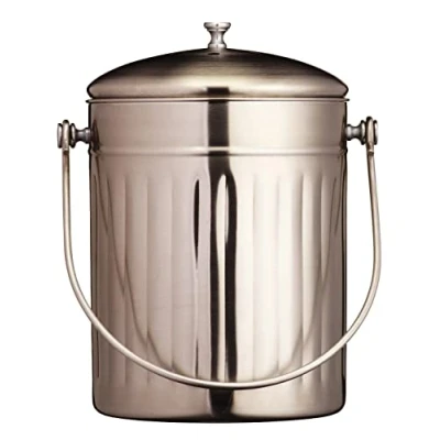 Afbeelding van KitchenCraft 1 gallon roestvrijstalen keukencompostvat met deksel