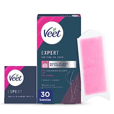 Afbeelding van Veet Expert Waxstrips voor ontharing van benen en lichaam, met sheaboter, 30 stuks