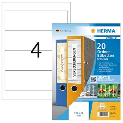 Afbeelding van HERMA 12901 Ordneretiketten movables A4 192x61 mm 5vel