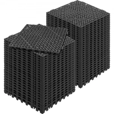 Image de VEVOR Lot de 55 Dalles Jardin Piscine 30x30x1,5 cm Noir Dalle Clipsable Ajourée Antidérapante en PVC Drainage Rapide Revêtements Sol Extérieur Intérieur pour Terrasse Cuisine Spa Salle Bain