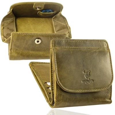 Afbeelding van MATADOR Petite boîte viennoise Mini portefeuille en cuir pour homme et femme Avec bloqueur RFID emballage cadeau, Vert clair, Minimaliste