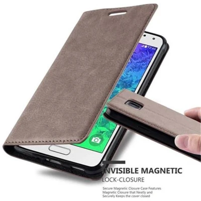 Afbeelding van Cadorabo Hoesje geschikt voor Samsung Galaxy ALPHA in KOFFIE BRUIN Beschermhoes met magnetische sluiting, standfunctie en kaartvakje Book Case Cover Etui