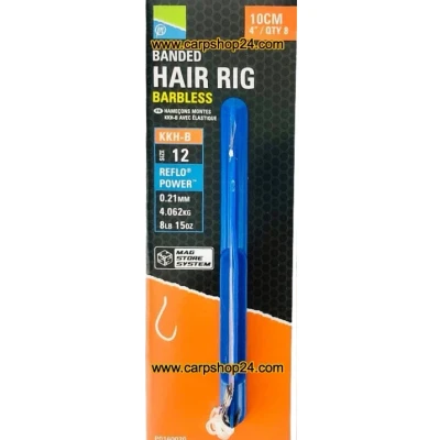 Afbeelding van Preston KKH B Banded Hair Rig Barbless 10cm Onderlijnen 4 maten Haak 12 0.21mm