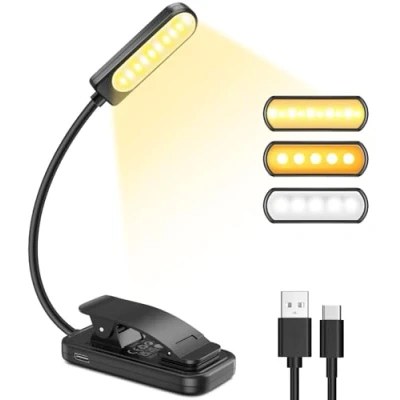 Afbeelding van 9 LED Boek Licht, Dimbare Leeslamp voor Oogbescherming, 3 Helderheids Modi Leeslamp, USB Oplaadbare Cliplamp, 360 Opvouwbare Boeklamp Het Lezen van Foto&#039;s, Boek, Bed, Reizen