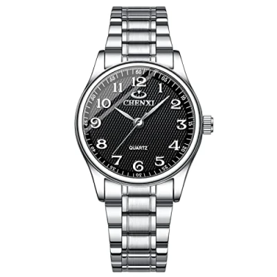 Afbeelding van JewelryWe Kwartshorloge voor heren, dameshorloge, vierkante Rhombus doos, modieus, lichtstaafschaal, lichtgevende wijzers, armband van robuust roestvrij staal, Zwart 4, armband,