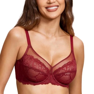 Afbeelding van Dobreva Damesbeha met kant, minimizer, zonder vulling, Chinees rood