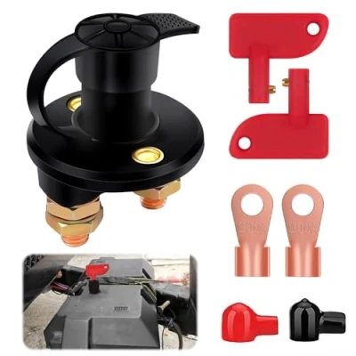 Afbeelding van mizikuu Circuit Coupe Accu 12v, Isolator Schakelaar Auto Batterij Sectionator Knip Kill Off Switch met Twee Afneembare Sleutels voor Auto, Vrachtwagen, Boot
