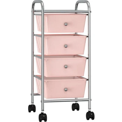 Afbeelding van Opbergtrolley met 4 lades mobiel kunststof roze