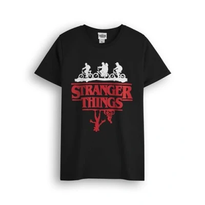 Afbeelding van Stranger Things T shirt voor dames en heren korte mouwen bovendeel zwart binnenstebuiten volwassenen Original Netflix goederen, zwart.