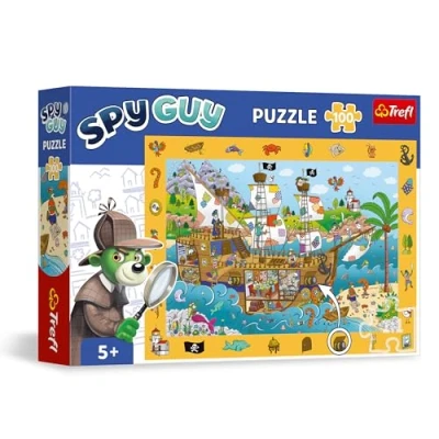 Afbeelding van Trefl Spy Guy observatiepuzzel: piratenschip 100 stukjes Vind alle objecten van het frame, kleurrijke puzzel vol details, ontwikkeling inzicht voor kinderen vanaf 5 jaar