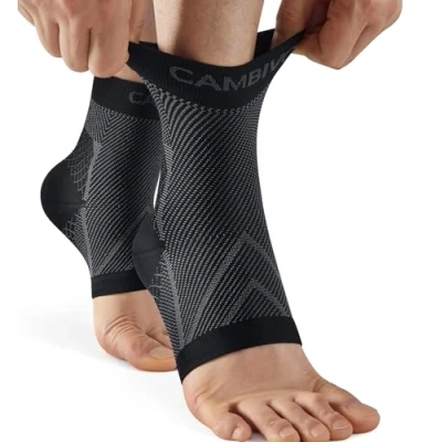 Afbeelding van CAMBIVO Sportondersteuning, verstuikte enkelband 15 20 mmHg, orthopedische spalk, compressieondersteuning voor plantaire fasciitis, sport, hardlopen, fitness, ligamentair en letsel