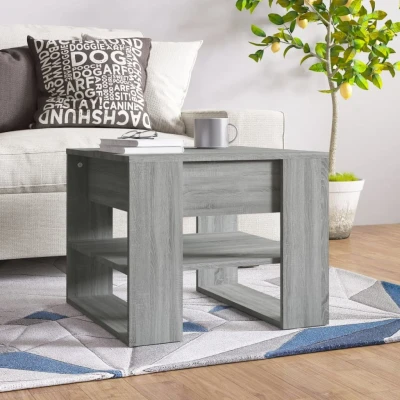 Afbeelding van Salontafel 55,5x55x45 cm bewerkt hout grijs sonoma eikenkleurig