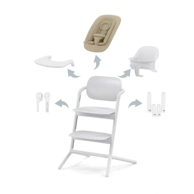 Afbeelding van Cybex Kinderstoel Lemo 4 in 1 All White/White Met Newbornset + Babyset Eetblad &amp; Accessoires