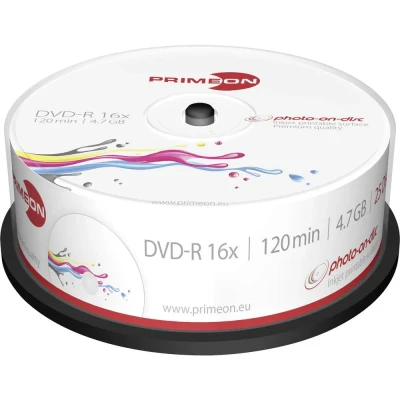 Afbeelding van Primeon 2761205 DVD R disc 4.7 GB 25 stuk(s) Spindel Bedrukbaar