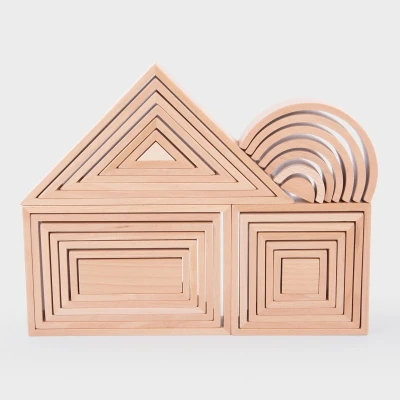 Afbeelding van TickiT Rainbow Architect Set Houten Vormen Groot Naturel 28 Stuks