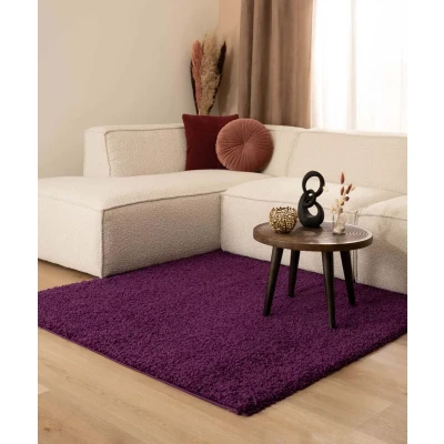 Afbeelding van Hoogpolig Vloerkleed Shaggy Trend Effen Paars 100x100 Cm