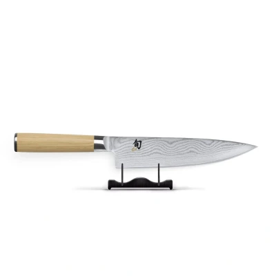 Afbeelding van KAI Shun Japans koksmes, wit, lemmetlengte 20 cm, 32 lagen, VG Max kern, 61 (±1) HRC, pakka houten handvat, gemaakt in Japan, gesmeed keukenmes