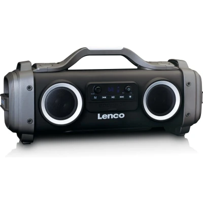 Afbeelding van Lenco SPR 200BK Splashproof Bluetooth® speaker FM radio USB en micro SD met lichteffecten Zwart Black Gray