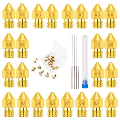 Afbeelding van 24 X 0.2/0.3/0.4/0.5/0.6/0.8/1.0mm Messing MK8 3D Printer Nozzles Extruder