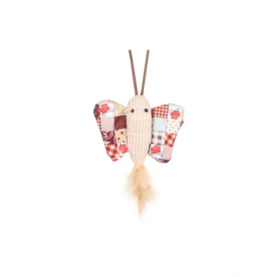 Afbeelding van Flamingo Vinta Vlinder + Veer Kattenspeelgoed Beige