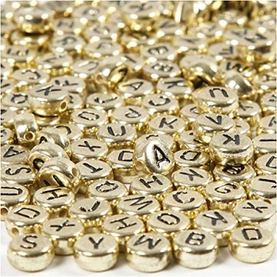 Afbeelding van Creotime Kralen 200 Stuks Gouden Letters