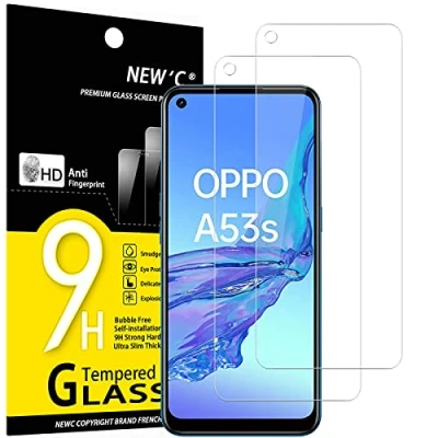 Afbeelding van NEW&#039;C 2 stuks gehard glas voor Oppo A53 / A53s, displaybeschermfolie effectief tegen krassen zonder luchtbellen extreem robuust (0,33 mm HD ultra transparant) hardheid 9H