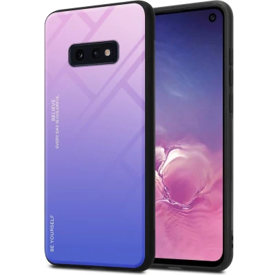 Afbeelding van Cadorabo Hoesje geschikt voor Samsung Galaxy S10e in ROZE BLAUW Tweekleurige beschermhoes van TPU silicone Case Cover en achterzijde gehard glas