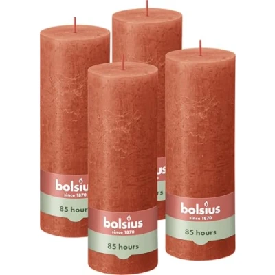 Afbeelding van Bolsius Rustieke Kaars 4 Stuks Oranje 19cm