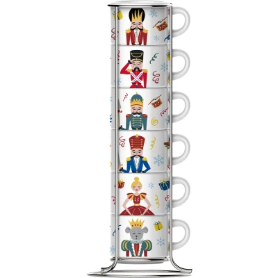 Afbeelding van Bialetti 6 stapelbare mokken Nutcracker