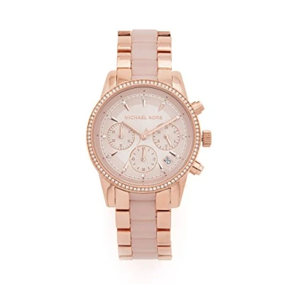 Afbeelding van Michael Kors Ritz Dameshorloge, chronograaf uurwerk, roestvrijstalen of leren armband