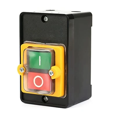 Afbeelding van Drukknopschakelaar, AC220 V/380 V, 10 A, waterdicht, eenfasig/driefasig, aan/uit bedieningsknop met schelp, machineschakelaar, gereedschap