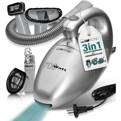 Afbeelding van Clatronic Handstofzuiger Stofzuiger voor het zuigen van kussens, auto&#039;s, computers enz. Vacuümreiniger met 6 m kabel en permanent stoffilter Inclusief accessoires HS 2631