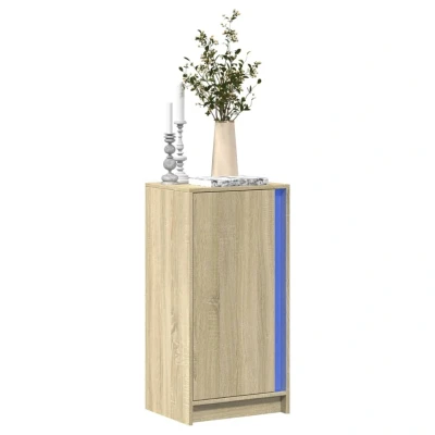 Afbeelding van Dressoir met LED 42,5x34x85 cm bewerkt hout sonoma eikenkleurig