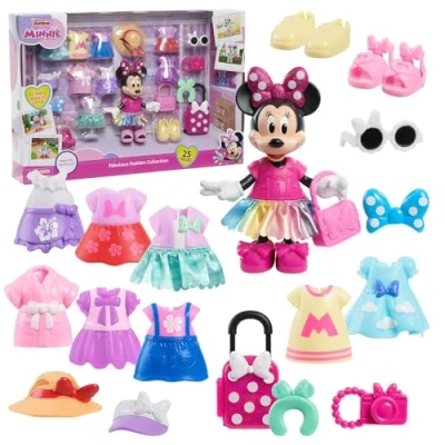 Afbeelding van justplay Minnie Mouse Just Play collectie mode Disney Junior met beweegbaar figuur, 22 accessoires, speelgoed voor kinderen vanaf 3 jaar, 88033, meerkleurig, 30,48