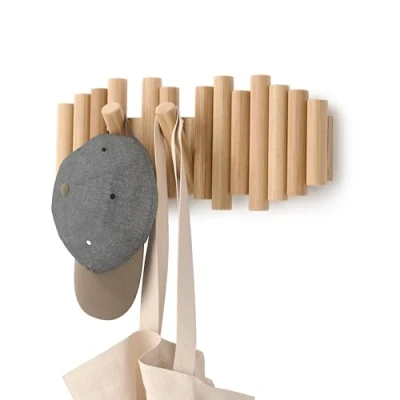 Image de Umbra Picket 5. Patère Murale 5 crochets, en Bois Naturel, 37,1x16,5x4,4 cm
