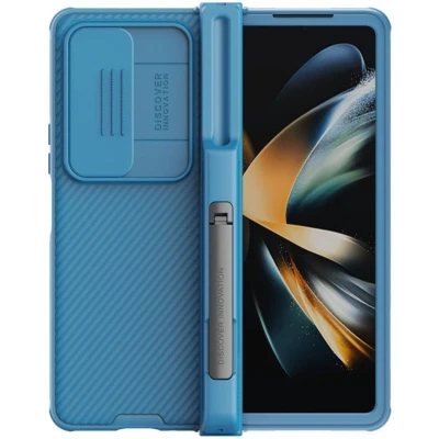 Afbeelding van Nillkin CamShield Hoesje voor de Samsung Galaxy Z Fold 4 Back Cover met Camera Slider Pen Edition Blauw