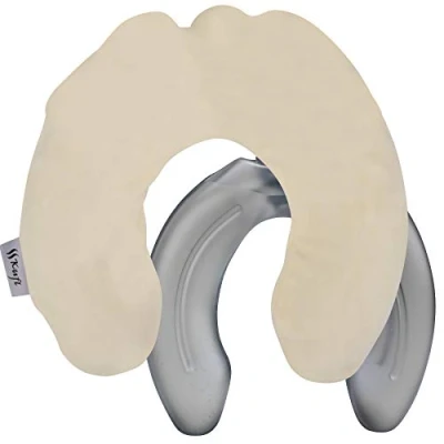 Afbeelding van Kufl Nekkruik van PVC creme kruik met extra zachte fleece hoes, en grote opening bovenin, geurloos warmwaterkruik voor de nek verlicht , rug schouderpijn door warmtebehandeling
