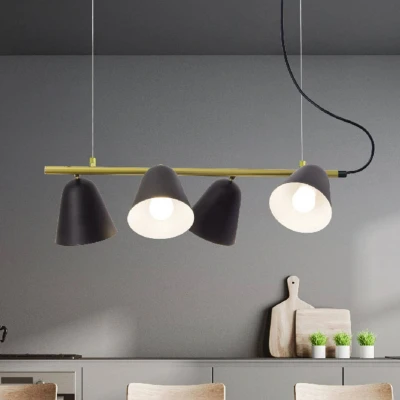 Afbeelding van Hanglamp Triton, zwart en goud, 4 lamps