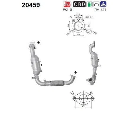Afbeelding van AS 20459 Katalysator Euro5/Euro6 FORD: Tourneo Connect / Grand V408 Estate