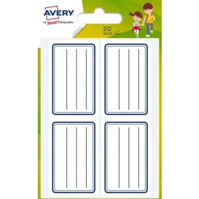 Afbeelding van Avery Zak met 20 schooletiketten 36 x 56 mm blauw (ECOL20)