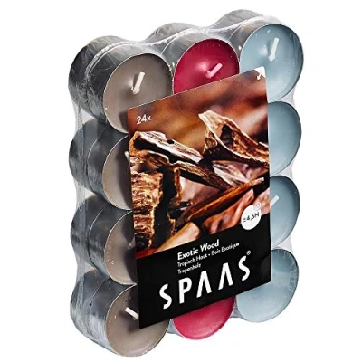Afbeelding van Spaas Geurkaarsen Exotic Wood 24 stuks 4,5 branduren houtgeur theelichtjes