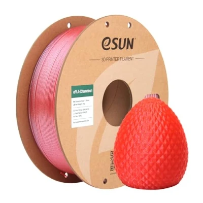 Afbeelding van eSUN Chameleon PLA filament 1,75 mm, met glitter, kleurverandering, geleidelijke nauwkeurigheid, maatnauwkeurigheid +/ 0,05 spoel van 1 kg (2,2 lbs) voor 3D printers, framboos rood