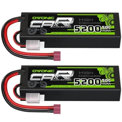 Afbeelding van OVONIC 2s Lipo Batterij 5200mAh 50C 7.4V Harde Case met Dean T Connector voor RC Evader BX Auto Truck Truggy Vliegtuig Drone (2 stuks)