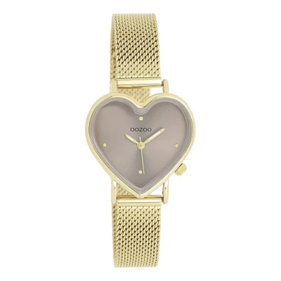 Afbeelding van OOZOO Timepieces goudkleurige horloge met metalen mesh armband C11416