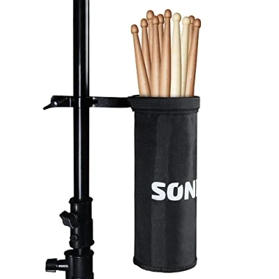 Afbeelding van SONICAKE Nylon drumsticks opbergtas met aluminium klem voor drumkits en muziekstandaard tot 5 paar eetstokjes