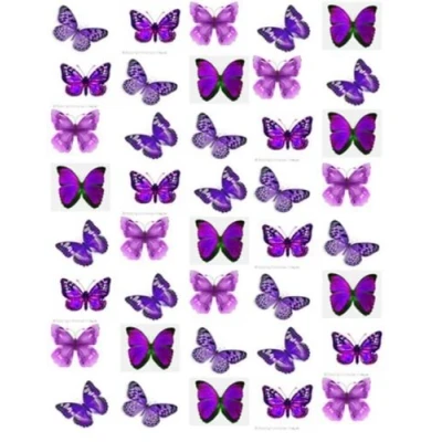 Afbeelding van 40 stuks prachtige taartdecoraties van eetbaar papier, paars